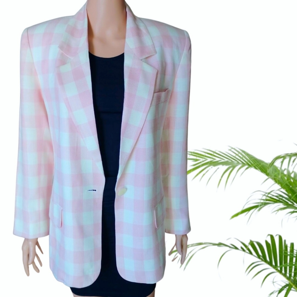JH COLLECTIBLES Women's Collar Plaid One-Button Blazer Pink Size 6 NWT
